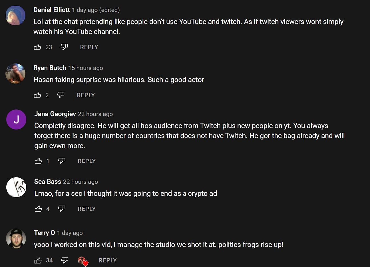 Fans react to the clip (Image via HasanAbi Industries/YouTube)